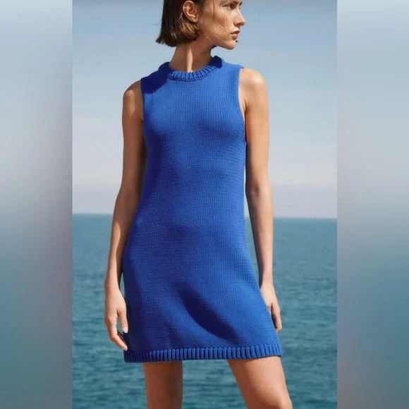 NWT Zara Blue Sleeveless Mini Dress - Picture 2 of 4